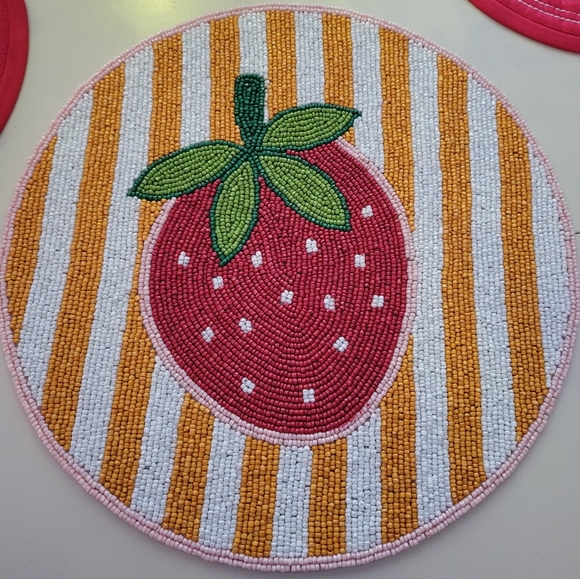 Cost Plus World Market Other - Set Of Strawberry Beaded Placemats